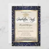 Invitation Bac de graduation chic, Diamants de verre Bleu Gra (Devant)