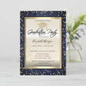 Invitation Bac de graduation chic, Diamants de verre Bleu Gra (Debout devant)