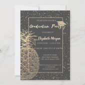 Invitation Bac de graduation de parties scintillant, Ananas G (Devant)