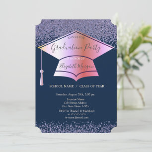 Invitation Bac de graduation, Diamants Marine Bleu