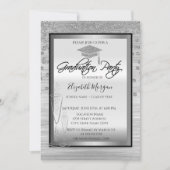 Invitation Bac de graduation en argent, Diamètre en verre Gra (Devant)