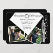 Invitation Bac de graduation et de bascule avec photos (Devant / Derrière)