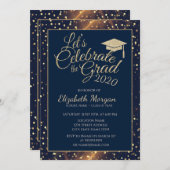 Invitation Bac de graduation Parties scintillant or brillant, (Devant / Derrière)