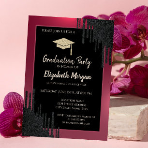 Invitation Bac de parties scintillant, Baies noires rouge