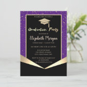Invitation Bac de parties scintillant, Confetti Violet Gradua (Debout devant)