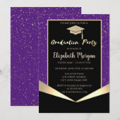 Invitation Bac de parties scintillant, Confetti Violet Gradua (Devant / Derrière)
