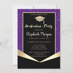 Invitation Bac de parties scintillant, Confetti Violet Gradua