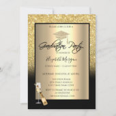 Invitation Bac de Parties scintillant d'or, Vin, Graduation d (Devant)