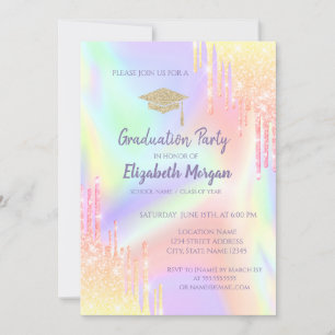 Invitation Bac de parties scintillant, Lecteurs Ombre Hologra