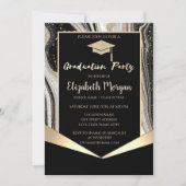Invitation Bac de parties scintillant, Marbre Noir Confetti (Devant)