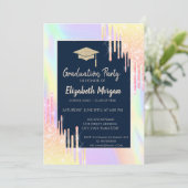 Invitation Bac de parties scintillant, Rose Gold Drives, Bleu (Debout devant)