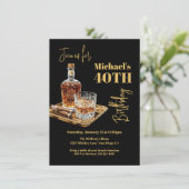 Invitation Bac d'or d'anniversaire Whiskey Bourbon et Cigar (Debout devant)