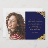 Invitation Bac d'or de diplôme sur l'amour bleu et Merci (Dos)