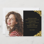 Invitation Bac d'or de diplôme sur l'amour noir et Merci (Dos)