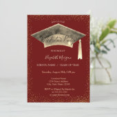 Invitation Bac d'or Tassel Red Graduation (Debout devant)