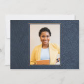 Invitation Baccalauréat de droit élégant marine or photo (Dos)