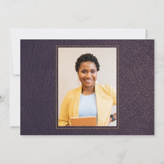 Invitation Baccalauréat en droit élégant violet or photo (Dos)