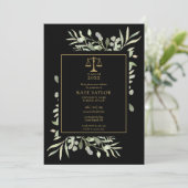 Invitation Baccalauréat en droit Photo Black and Gold Foliage (Debout devant)