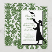 Invitation Baccalauréat en écologie et en damas blanc (Devant / Derrière)