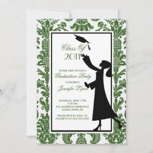 Invitation Baccalauréat en écologie et en damas blanc