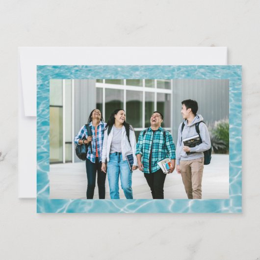 Invitation Baccalauréat en photo simple Pool Party (Dos)