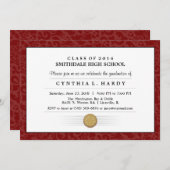 Invitation Baccalauréat Maroon Red Border (Devant / Derrière)