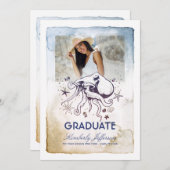 Invitation Baccalauréat Nautique Photo Octopus (Devant / Derrière)