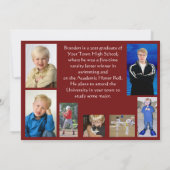 Invitation Baccalauréat Rouge et blanc Trois photos avant (Dos)