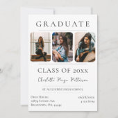 Invitation Baccalauréat simple en trois photos | Blanc (Devant)