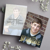 Invitation Baccalauréat simple photo Typographie noir et or