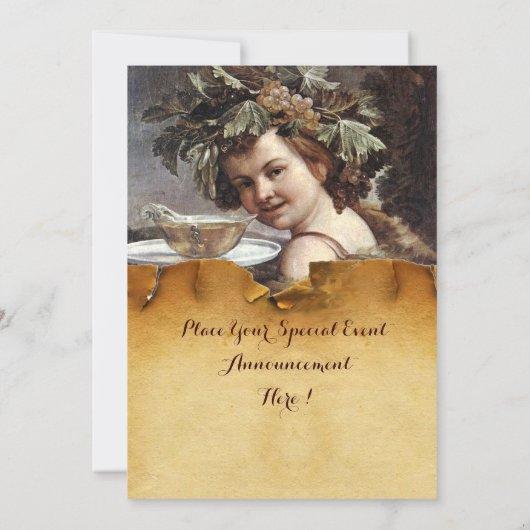 Invitation BACCHUS, FÊTE DE DEGUSTATION DE VIN PARCHEmin SCEL (Dos)