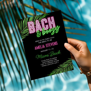 Invitation Bach & Boozy Néon Vert & Rose Week-end Tropical