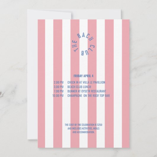 Invitation Bach Club Pink Bachelorette Party (Dos)
