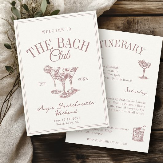 Invitation Bach Club Vintage Bachelorette