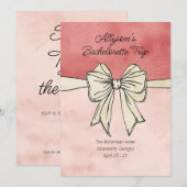 Invitation Bach de code QR moderne rose et crème Bow (Devant / Derrière)