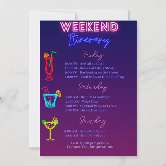 Invitation Bach et célibataire en goguette avec Iteneraire (Dos)