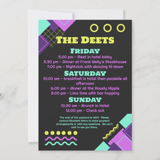 Invitation Bach to the 90s Bachelorette Weekend (Dos)