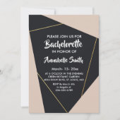 Invitation Bachelage géométrique rose noir et or (Devant)