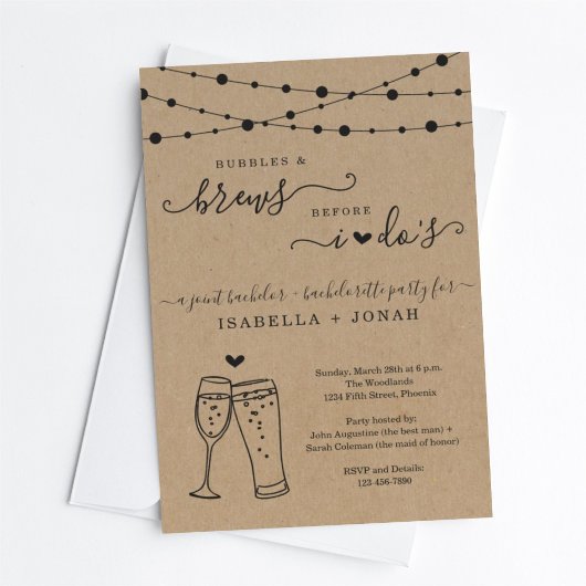 Invitation Bachelor & Bachelorette Party Bubbles & Brew