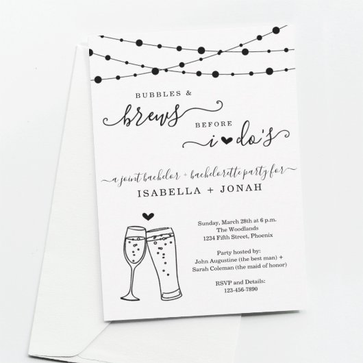 Invitation Bachelor & Bachelorette Party Bubbles & Brew
