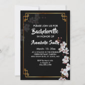 Invitation Bachelor blanc cerisier & doré Frame (Devant)