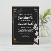 Invitation Bachelor blanc cerisier & doré Frame (Debout devant)