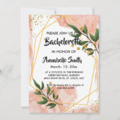 Invitation Bachelor moderne Gold Frame Ivory Green Floral (Devant)