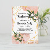 Invitation Bachelor moderne Gold Frame Ivory Green Floral (Debout devant)