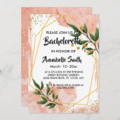 Invitation Bachelor moderne Gold Frame Ivory Green Floral (Devant / Derrière)