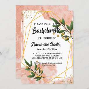 Invitation Bachelor moderne Gold Frame Ivory Green Floral