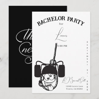 Invitation Bachelor noir et blanc de bière amusante Invitatio