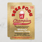 Invitation Bachelor Party Bière Pong (Devant / Derrière)