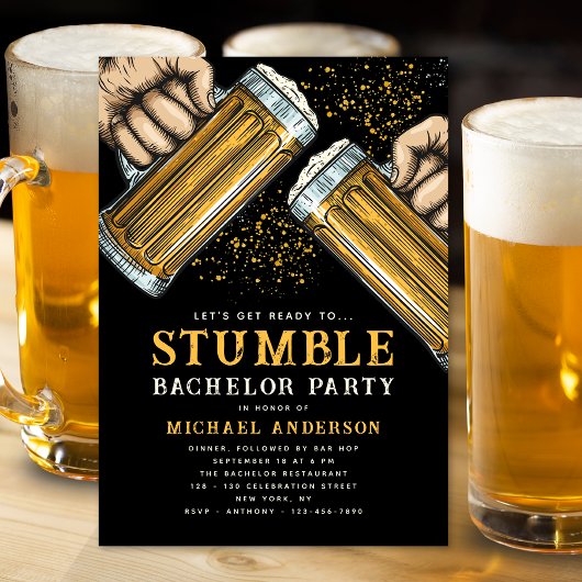 Invitation Bachelor Party Groom Boy's Night Out Boy Boissons