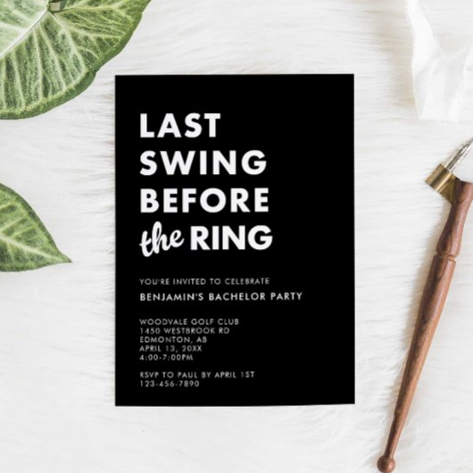 Invitation Bachelor Party Last Swing Before the Ring Minimal